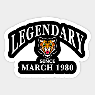 Legendary since March 1980 birthday gift idea Sticker